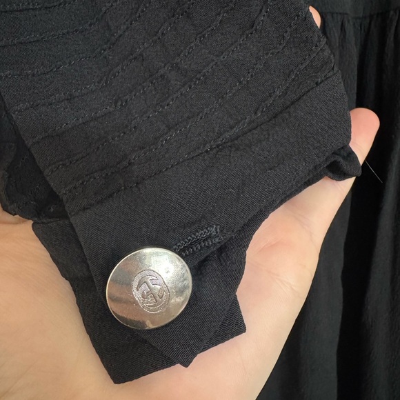 Gucci V Neck Long Sleeve Silk & Acetate Mini Dress in Black - Picture 7 of 11